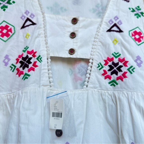 Anthropologie NWT Dress White Embroidered Bohemian XL Colorful - Picture 6 of 9